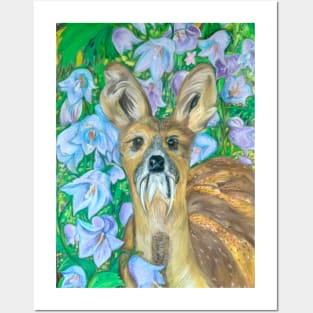 Musk Deer with Bluebells Posters and Art